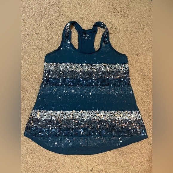 Express Dark blue sequin tank top size XS - Picture 1 of 7